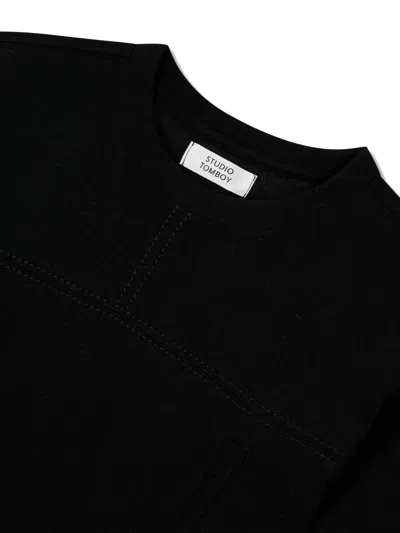 Tomboy Drawstring-hem Short-sleeve Top In Black