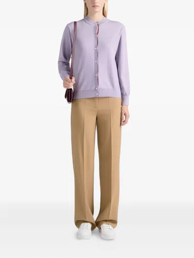 Bally Button-fastening Wool Cardigan In Purple