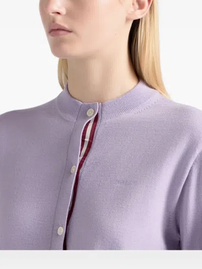 Bally Button-fastening Wool Cardigan In Purple