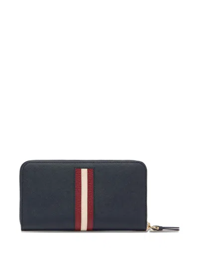 Bally Logo-embossed Zip-around Wallet In Blue