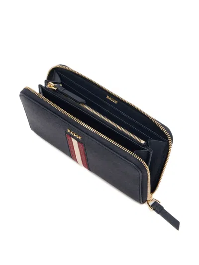 Bally Logo-embossed Zip-around Wallet In Blue