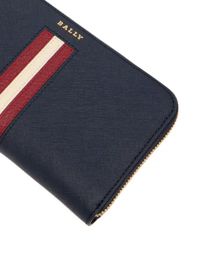 Bally Logo-embossed Zip-around Wallet In Blue