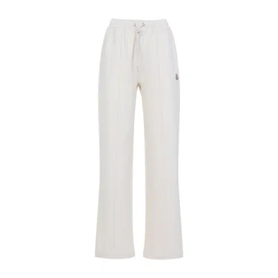 Moncler Straight Leg Sweat Trousers Side Pockets In White