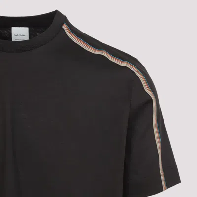 Paul Smith Stripe Tape Detail Crew Neck Tshirt In Brown