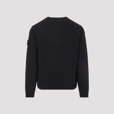 Stone Island Black Crewneck Logo Sweatshirt In Black