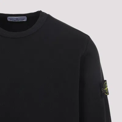 Stone Island Black Crewneck Logo Sweatshirt In Black