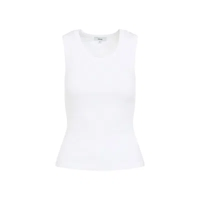 Agolde Poppy Ribbed Tank Top Round Neck In White