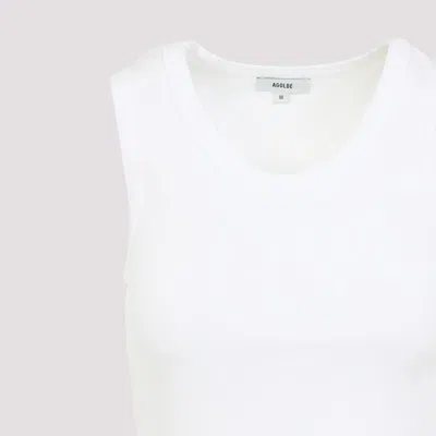Agolde Poppy Ribbed Tank Top Round Neck In White