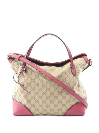 Pre-owned Gucci 2010s Bree Gg-canvas Tote Bag In Neutral