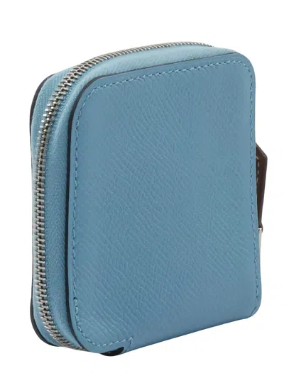 Pre-owned Hermes 2019 Mini Azap Epsom-leather Coin Purse In Blue