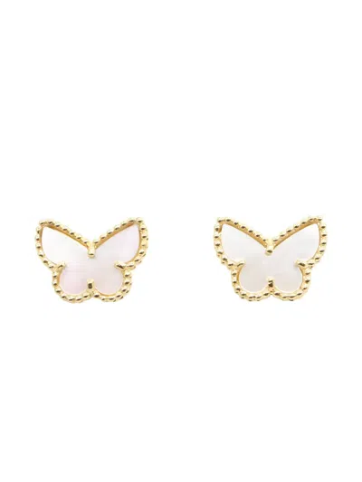 Pre-owned Van Cleef & Arpels 2010s Sweet Butterflies Mother Of Pearl Earrings In Gold