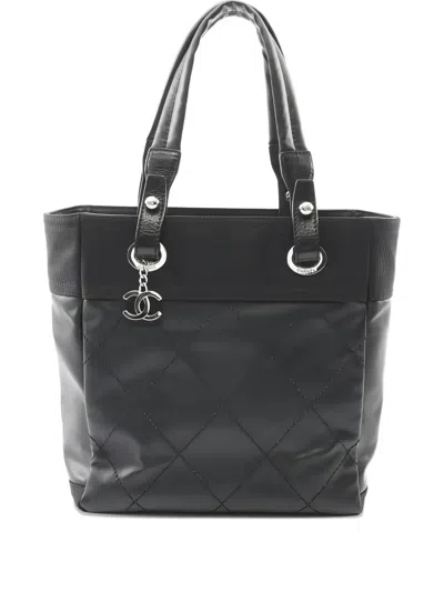 Pre-owned Chanel 2008-2009 Pm Paris Biarritz Tote Bag In Black