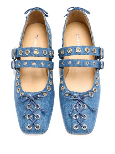 Mach&mach Eyelet-lace Ballet Flats In Blue