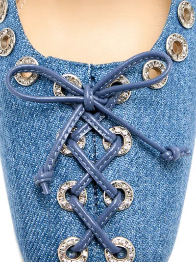 Mach&mach Eyelet-lace Ballet Flats In Blue
