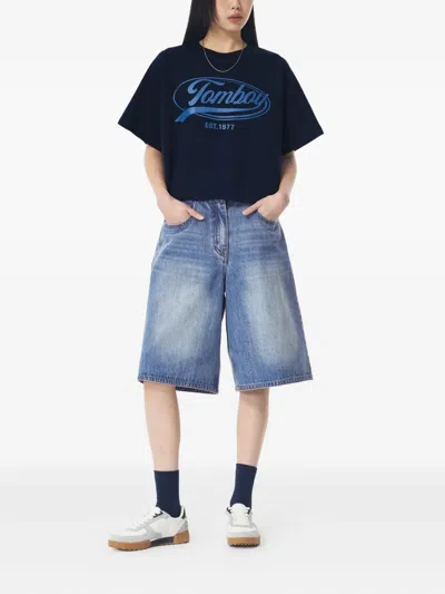 Tomboy High-waisted Denim Shorts In Blue