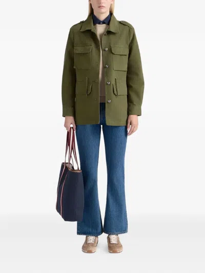 Bally Epaulettes Military Cotton Jacket In Green
