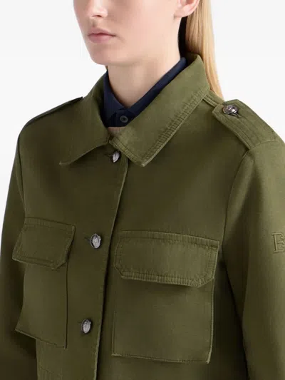 Bally Epaulettes Military Cotton Jacket In Green