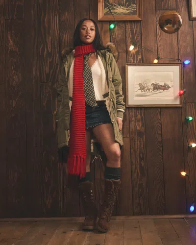 Abercrombie & Fitch Fleece-lined Parka In Green