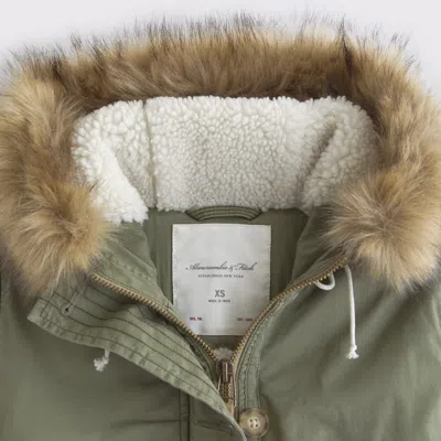 Abercrombie & Fitch Fleece-lined Parka In Green