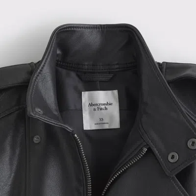 Abercrombie & Fitch Relaxed Mockneck Vegan Leather Bomber Jacket In Black