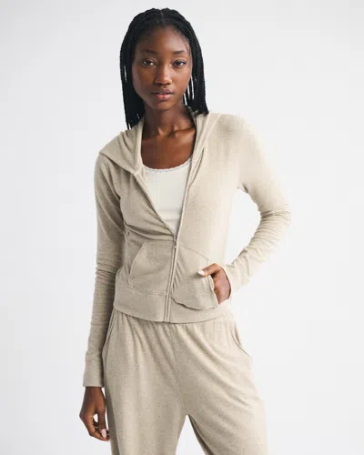 Abercrombie & Fitch Cozy Lounge Full-zip In Brown