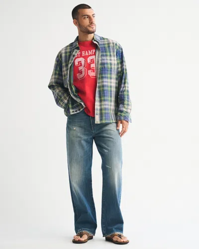 Abercrombie & Fitch Plaid Button-up Shirt In Blue