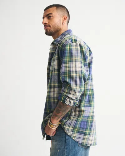 Abercrombie & Fitch Plaid Button-up Shirt In Blue