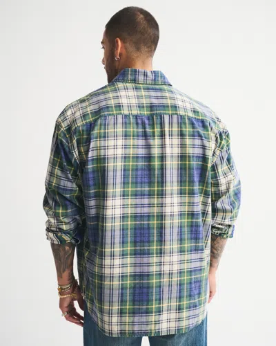 Abercrombie & Fitch Plaid Button-up Shirt In Blue