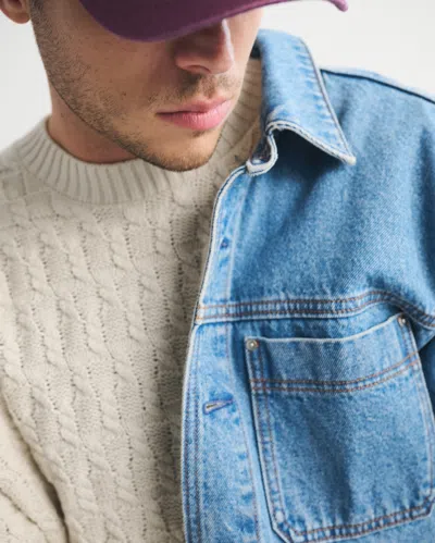 Abercrombie & Fitch Cable Crew Sweater In Animal Print