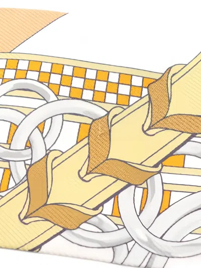 Pre-owned Hermes 2000s Twilly Brides Et Gris-gris Scarf In Orange