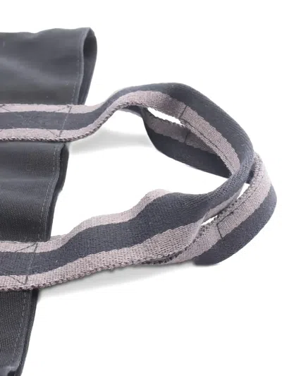 Pre-owned Hermes 2000s Fool Medium Striped Canvas Tote Bag In Black