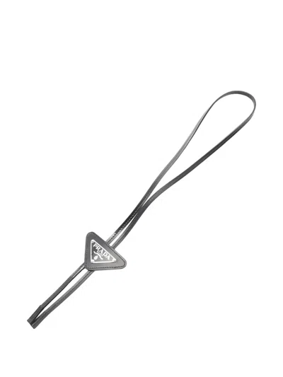 Pre-owned Prada 2020s Bolo Leather Tie In Black