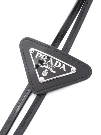 Pre-owned Prada 2020s Bolo Leather Tie In Black