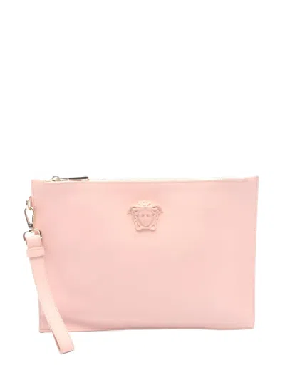 Pre-owned Versace 2010s Medusa Head Leather Clutch Bag In Pink