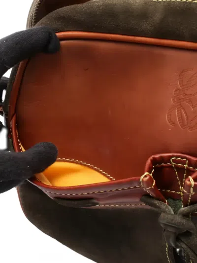 Pre-owned Loewe 2000s Anagram Leather Shoulder Bag In Brown