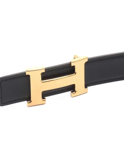 Pre-owned Hermes 2023 Mini Constance H-buckle Reversible Belt In Black