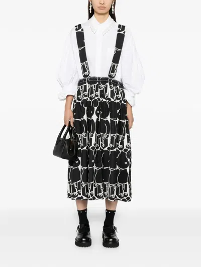 Comme Des Garçons Bearbrick-printed Skirt In Black