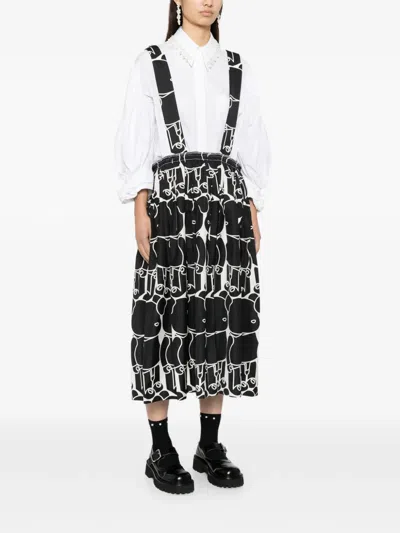 Comme Des Garçons Bearbrick-printed Skirt In Black