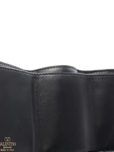 Pre-owned Valentino Garavani 2010s Small Rockstud Trifold Wallet In Black