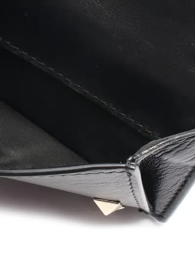 Pre-owned Valentino Garavani 2010s Small Rockstud Trifold Wallet In Black