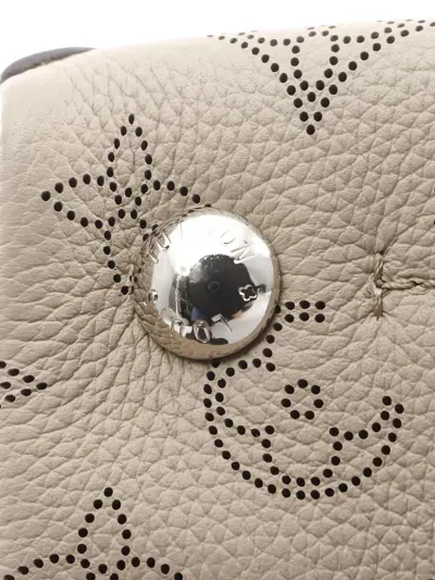 Pre-owned Louis Vuitton 2021 Pm Mahina Hina Laser-cut Leather Handbag In Neutral