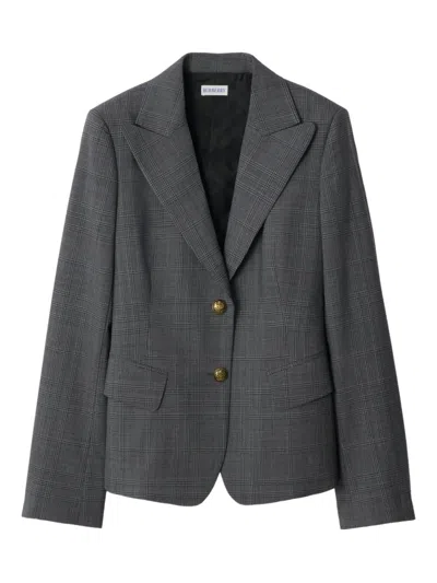 Burberry Check Single-breasted Wool Blazer In Animal Print