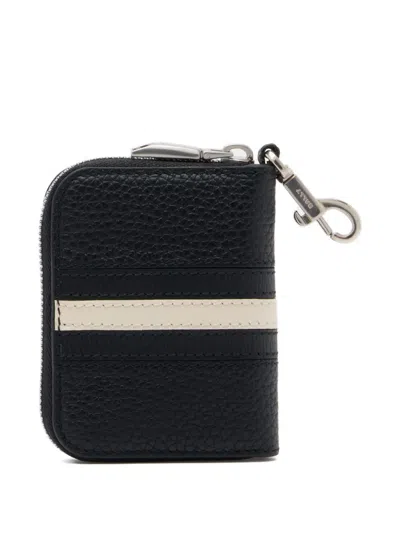 Bally Grained-leather Ribbon Key Holder In Black