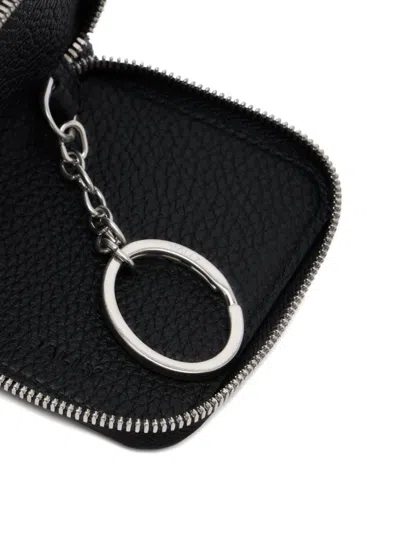 Bally Grained-leather Ribbon Key Holder In Black