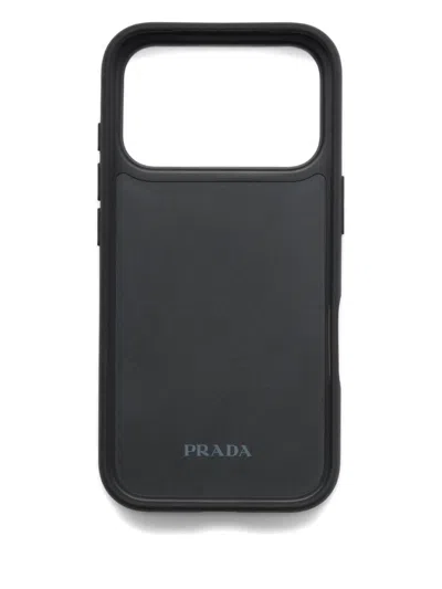 Prada Leather Iphone 17 Pro Case In Black