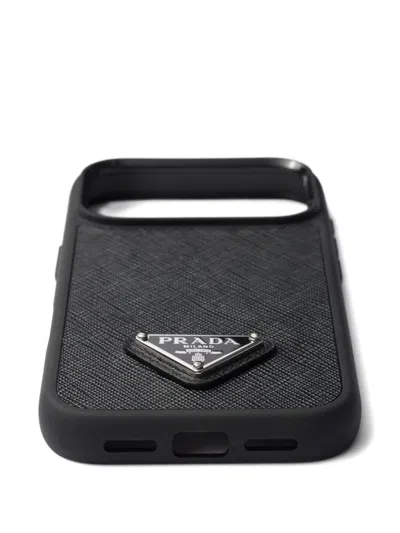 Prada Leather Iphone 17 Pro Case In Black