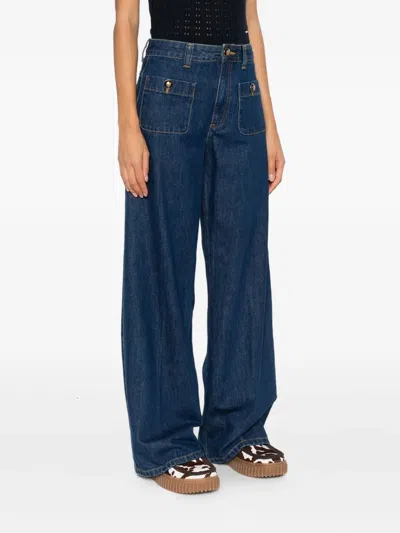Sandro Patch-pockets Jeans In Blue