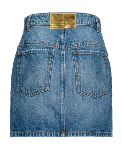 Pinko Padlock-detail Mini Denim Skirt In Blue