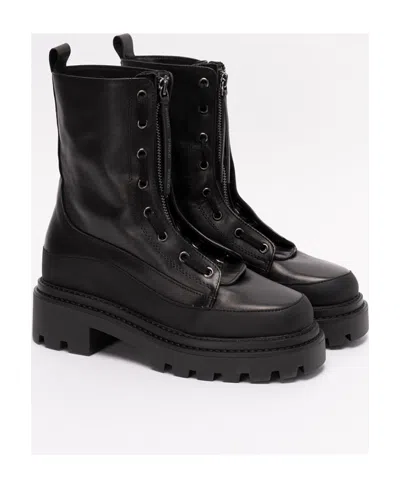 Pinko Leather 60mm Combat Boots In Black