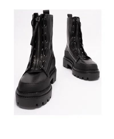 Pinko Leather 60mm Combat Boots In Black